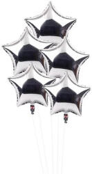 Balloons4party Buchet 5 stele argintii cu heliu 43 cm