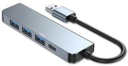 Tech-Protect HUB USB Tech-Protect V0 aluminiu 5-in-1, USB - 3x USB 2.0, 1x USB 3.0, 1x USB Type-C (Gri)