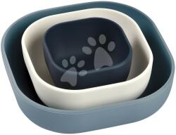 Beaba Set boluri pentru mâncare Silicone Nesting Bowl Set Beaba Night Blue Cotton Baltic Blue din silicon, set de 3 piese, albastru-gri-alb, de la 4 luni (BE913566) Set pentru masa bebelusi