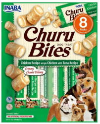Inaba Foods Recompense pentru caini Ciao, Churu Bites, Bucati de Pui umplute cu crema de Pui si Ton, 12g X 8 plicuri (EUD722) - vexio