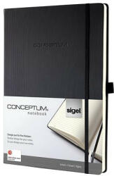 Jegyzetfüzet, exkluzív, A4, vonalas, 97 lap, keményfedeles, SIGEL "Conceptum", fekete (COSICO112)