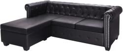 Chesterfield Canapea neagra Chesterfield, piele artificiala, cadru din lemn (564664)