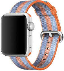 iUni Curea iUni compatibila cu Apple Watch 1/2/3/4/5/6/7, 38mm, Nylon, Woven Strap, Orange/Blue (503610)