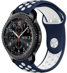 iUni Curea ceas Smartwatch Samsung Galaxy Watch 4, Watch 4 Classic, Gear S2, iUni 20 mm Silicon Sport Blue-White (510694)