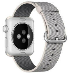 iUni Curea iUni compatibila cu Apple Watch 1/2/3/4/5/6/7, 42mm, Nylon, Woven Strap, White/Gray (503443)