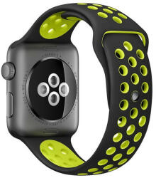 iUni Curea iUni compatibila cu Apple Watch 1/2/3/4/5/6/7, 38mm, Silicon Sport, Negru/Galben (5024)