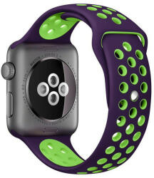 iUni Curea iUni compatibila cu Apple Watch 1/2/3/4/5/6/7, 44mm, Silicon Sport, Purple/Green (503948_44)