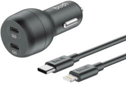 budi autótok, 2x USB-C, 40 W, PD + USB-C - Lightning kábel (černá)