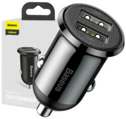 Baseus Grain Pro 2x USB 4.8A autós töltő (fekete) - kontaktor