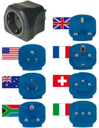 brennenstuhl Utazási dugós készlet / utazási adapter készlet (utazási aljzat-adapter különféle tartozékokkal több mint 150 országhoz (7 db dugós betét) fekete (BN-1508160)