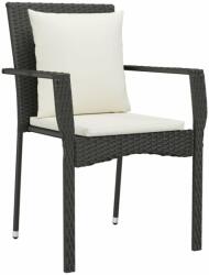 vidaXL 4 db fekete polyrattan kerti szék párnával (319879) - pepita