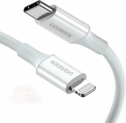 UGREEN US171 USB-C apa - Lightning apa 2.0 Adat és töltőkábel - Fehér (0.25m) (60746)