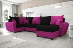  Veneti FLORIANA LONG elegáns és tágas U-alakú ülőgarnitúra - fekete / rózsaszín