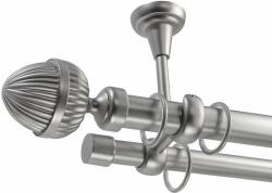 Elegáns Fém Dupla Függönyrúd - 400 cm - Ezüst (PINECONE-SILVER-02-400)