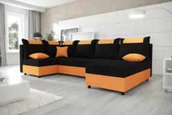  Veneti SANVI kinyitható U-alakú sarok ülőgarnitúra - narancssárga / fekete