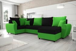 Veneti FLORIANA LONG elegáns és tágas U-alakú ülőgarnitúra - fekete / zöld