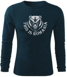 DRAGOWA Fit-T tricou cu mânecă lungă Urs Romanesc, albastru închis