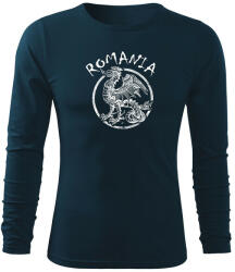 DRAGOWA Fit-T tricou cu mânecă lungă Rumanski drakon, albastru închis