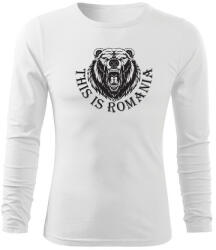 DRAGOWA Fit-T tricou cu mânecă lungă Urs Romanesc, alb