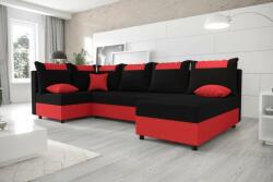 Veneti SANVI kinyitható U-alakú sarok ülőgarnitúra - piros / fekete