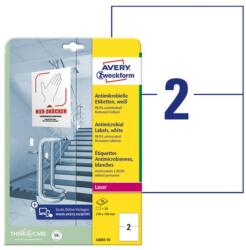 Avery Etikett AVERY L8002-10 210x148mm antimikrobiális fehér 20 címke/doboz 10 ív/doboz (L8002-10) - nyomtassingyen