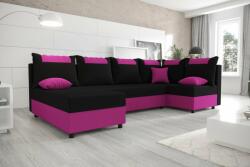  Veneti SANVI kinyitható U-alakú sarok ülőgarnitúra - rózsaszín / fekete, jobbos