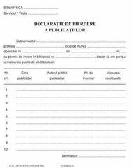  Declarație de pierdere a publicațiilor A5 set 50 bucăți (C125)