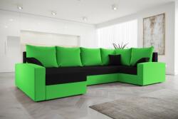 Veneti CATALINA LONG kinyitható U-alakú ülőgarnitúra - zöld / fekete, jobbos