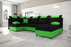 Veneti SANVI kinyitható U-alakú sarok ülőgarnitúra - zöld / fekete