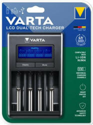VARTA Elemtöltő, AA/AAA/Li-ion akku+USB, akku nélkül, VARTA " LCD Dual Tech (57676101401)