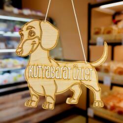  Natúr fa - "Kutyabarát üzlet" tábla 24cm - kosarbolt