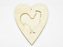  Natúr fa - Áttört szív kakas 20cm - kosarbolt