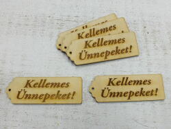 Natúr fa - "Kellemes Ünnepeket" scrapbook tábla 3x8cm 5db/csomag - kosarbolt