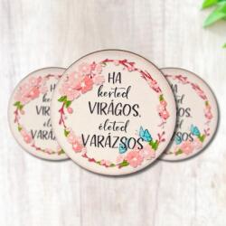  Nyomtatott fa tábla - Kerted virágos - kör 3db/cs - kosarbolt