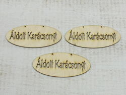  Natúr fa - "Áldott Karácsonyt" áttört tábla 3db/csomag - kosarbolt