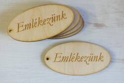  Natúr fa - "Emlékezünk" gravírozott ovál tábla 5db/csomag