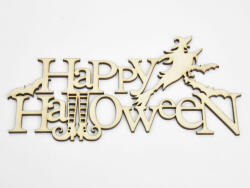 Natúr fa - "Happy Halloween" felirat 20cm - kosarbolt