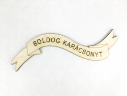  Natúr fa - "Boldog karácsonyt" szalag 23cm