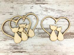 Natúr fa - Cicák szívben 10cm 3db/csomag