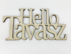  Natúr fa - "Hello Tavasz" felirat koszorúra 7x14cm