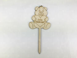  Natúr fa - Beszúrós maci "Boldog Valentin napot" 16cm