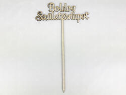 Natúr fa - Beszúrós "Boldog születésnapot" felirat 15cm - kosarbolt
