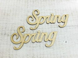  Natúr fa - "Spring" felirat 2db/csomag - kosarbolt