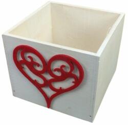 Dekoláda fehér kocka mintás szívvel 13x13cm