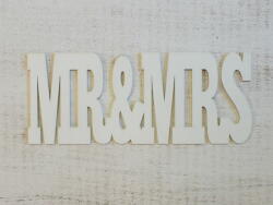  Fa "Mr & Mrs" felirat fehér 25cm