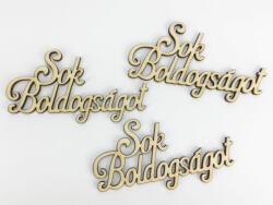  Natúr fa - "Sok boldogságot" felirat 3db/csomag - kosarbolt