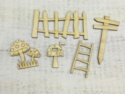  Natúr fa - Manó kerti kellékek 5db/csomag - kosarbolt