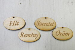  Natúr fa - Adventi gravírozott ovál tábla 4db/csomag - kosarbolt