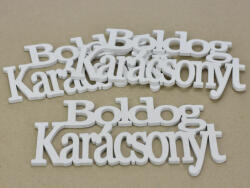  Fa - "Boldog Karácsonyt" felirat koszorúra fehér 21cm 3db/csomag
