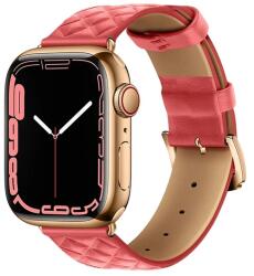 HOCO WA18 pótszíj (egyedi méret, szilikon, bőr hatású, állítható, 3D rombusz minta) RÓZSASZÍN Apple Watch Series 3 42mm, Apple Watch Series 4 44mm, Apple Watch Series 1 42mm, Apple Watch Se (WA18_PINK)